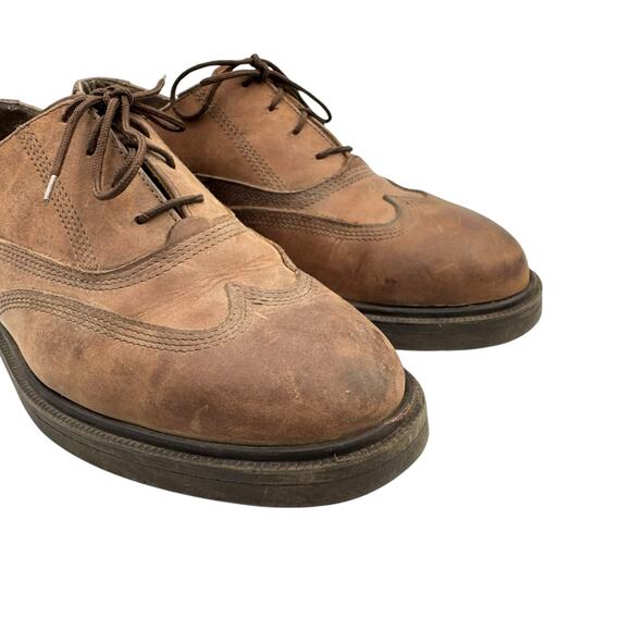 Florsheim Brown Roughout Suede Round Toe Lace Up Wingtip Oxford Dress Shoes - Picture 7 of 10